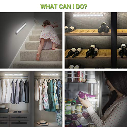 Under Cabinet Lighting, Motion Sensor Closet Lights OxyLED 20 LED USB Rechargeable Under Cabinet Lights Wireless Under Counter Lighting, Motion Led Light Bar for Closet, Cabinet (T-02S, 3 Pack)