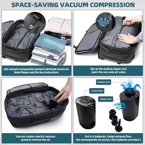 Air Vacuum Compression Travel Backpack: 60L Expandable Carry On Seal Laptop Bag Vacuum with Pump & Water-resistant TSA Lock - Suitable for Business, Outdoor and Work2