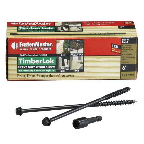 Tornillo de madera pesado FastenMaster TimberLOK, 6 pulgadas, 50 piezas, negro miniatura 2