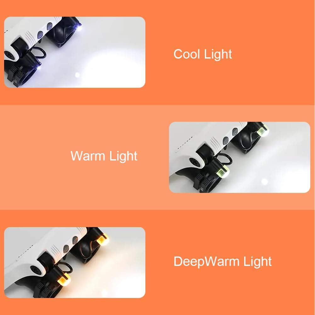 CEWROM Okulary z lupą z 2 diodami LED, maks. 10-krotne powiększenie, lupa czołowa, lupa z oświetleniem LED, lupa do montażu na głowie z 12 soczewkami do prac bliskich, czytania, majsterkowania, sztuki