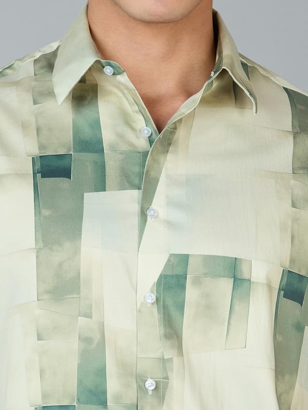 Image of MARK & ALBERT Men's 100% Cotton Printed Half Sleeves Regular Fit Shirt for Men