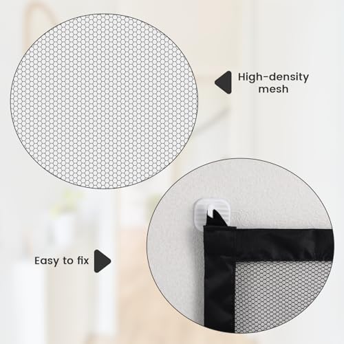 2 Stück Absperrgitter Hund Treppenschutzgitter Ohne Bohren, Treppenschutzgitter Ausziehbar, Türschutzgitter Ohne Bohren 110×70CM, mit 8 Klebehaken, geeignet für den Innen- und Außenbereich