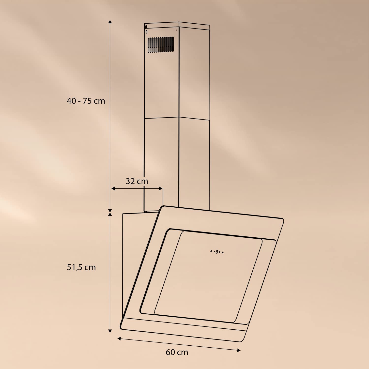 Klarstein Hotte Aspirante 60 cm, Hotte Aspirante Inclinée Silencieuse, de Cuisine 60cm avec Lampes LED, Débit d'Air Puissant 585m³/h, Efficacité Energétique A, avec Évacuation, Wi-Fi