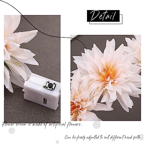 Vakkery Light Up Flower Crown Headbands LED Glow Flashing Hair Garland Headdress Wedding Party Festival Hair Accessories for Women and Girls - Image 3