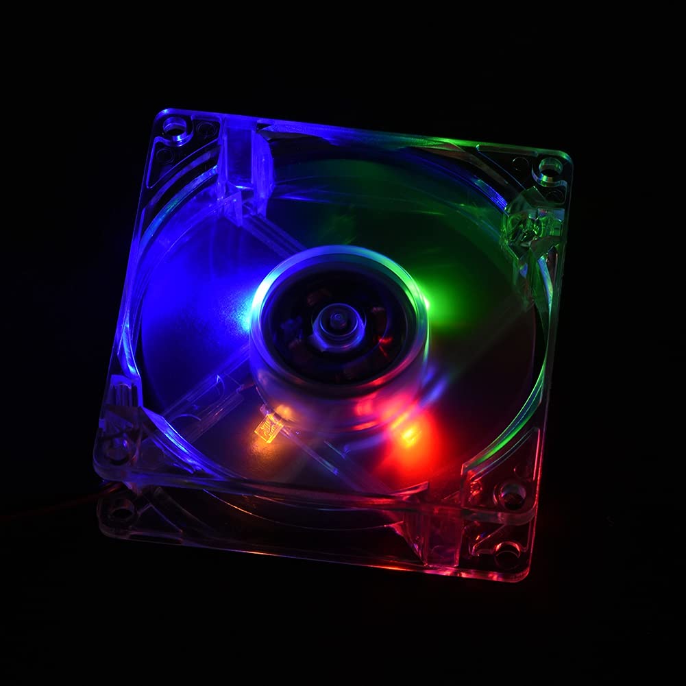 80mm PC Case Fan, 4 Pin Silent PC Case Cooling Fan with LED Light, Internal Silent CPU Fans for Computer