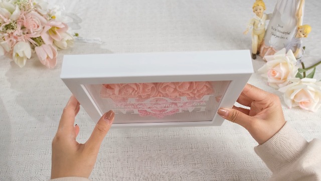 Scatola Ombra Personalizzata Con Fiori E Nomi - Regalo Per Mamma, Compleanno, Anniversario, San Valentino - Foto 8