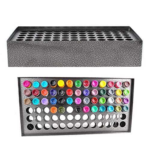 Tattoo Ink Rack Tattoo Holder,78 Holes Tattoo Permanent Makeup Pigment Ink Bottle Holder Stand Rack Organizer 19.7x10x3.9inch,Black