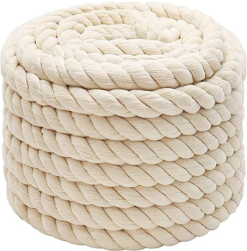 Abio Baumwollseil 10mm 5m Weiß Seil Kordelband Makramee Garn Tau Baumwollkordel Baumwollschnur Kordel Tauseil Boho Deko Baumwollschnur Dekoration Garten Balkon Haus Rope Cotton 10mm 5m