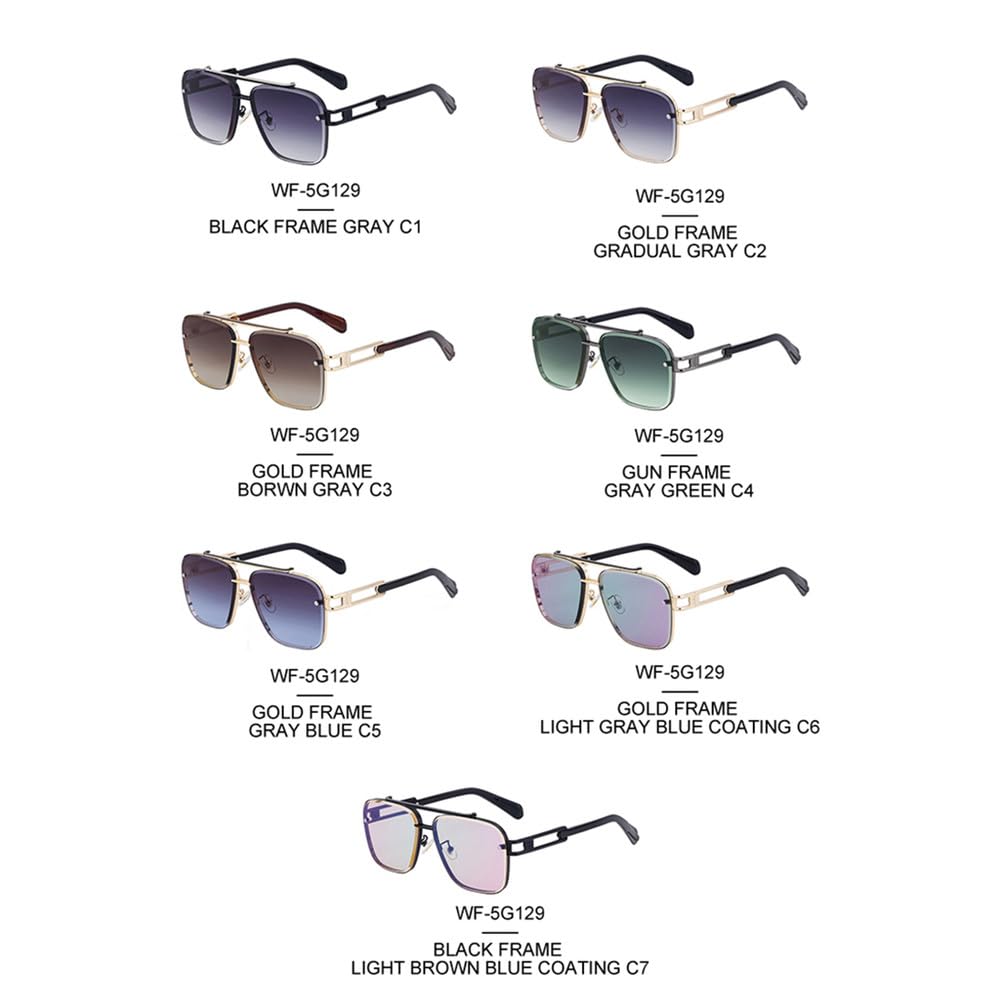 Gafas de sol de gran tamaño con montura de metal cuadrada retro para hombre y mujer, gafas de sol de doble haz para hombre, gafas protectoras UV400