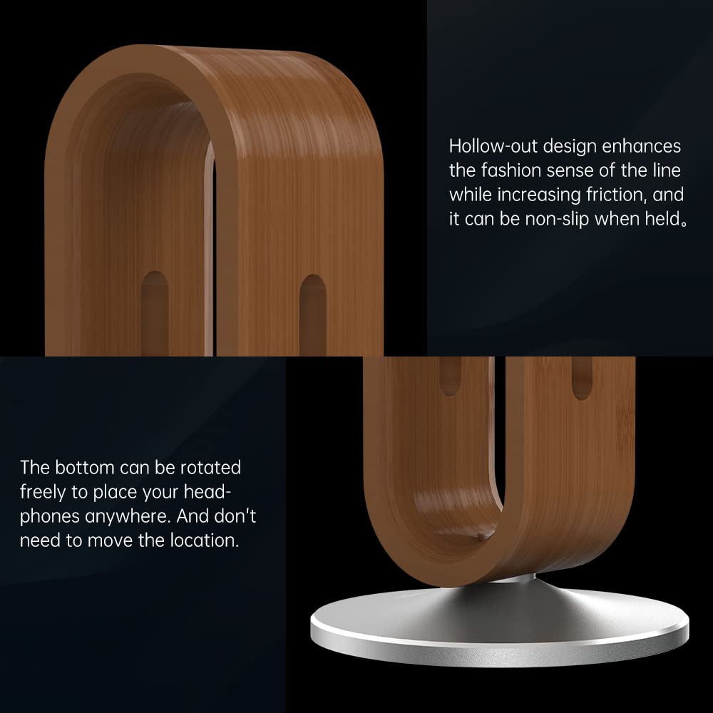 Support Casque Bambou, Porte Casque Audio de Bureau, Forme en U, Bambou Naturel avec Veinage Unique, Base Antidérapante, pour AirPods Max, Beats, Bose, Sony, Sennheiser, Gaming