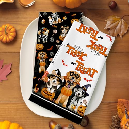 Arquiel Halloween Hund Geschirrtücher 100% Baumwolle 2er-Set 48 x 70 cm – Ansicht 4