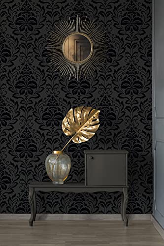 A.S. Création Vliestapete - Barock Tapete in Schwarz - Tapete für verschiedene Räume - Wandtapete in 10,05 m x 0,53 m