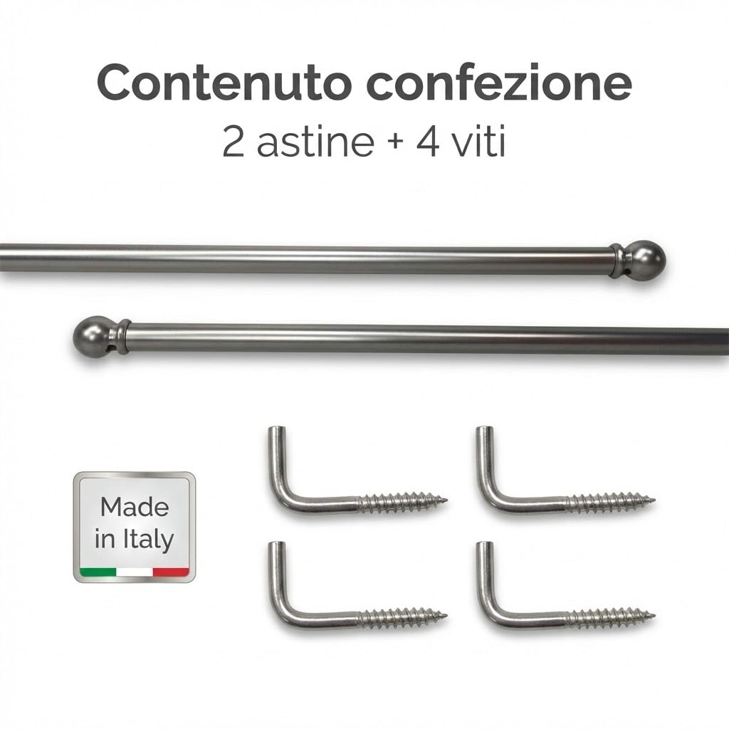 Asta Per Tende Cité De La Déco – Grigio Opaco Metallizzato 20 Mm Con Terminali E Supporti A Soffitto - 2