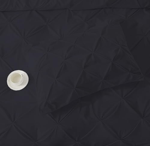 Miniatura 2 de Juego de funda de edredón plisada de 3 piezas, 100% algodón egipcio de 800 hilos, con cierre de cremallera y lazos en las esquinas, tamaño Super