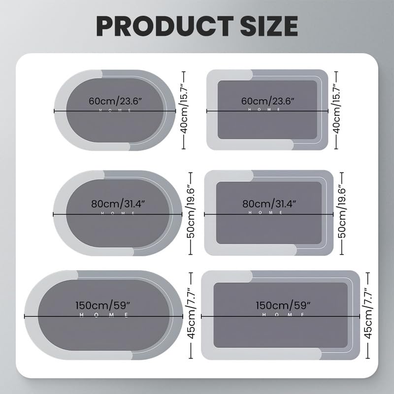 hoehew Modernized Magic Mat - Tapete mágico para baño, 2024, de secado rápido, superabsorbente, antideslizante, tapete de baño de diatomea, barro, cocina, hogar