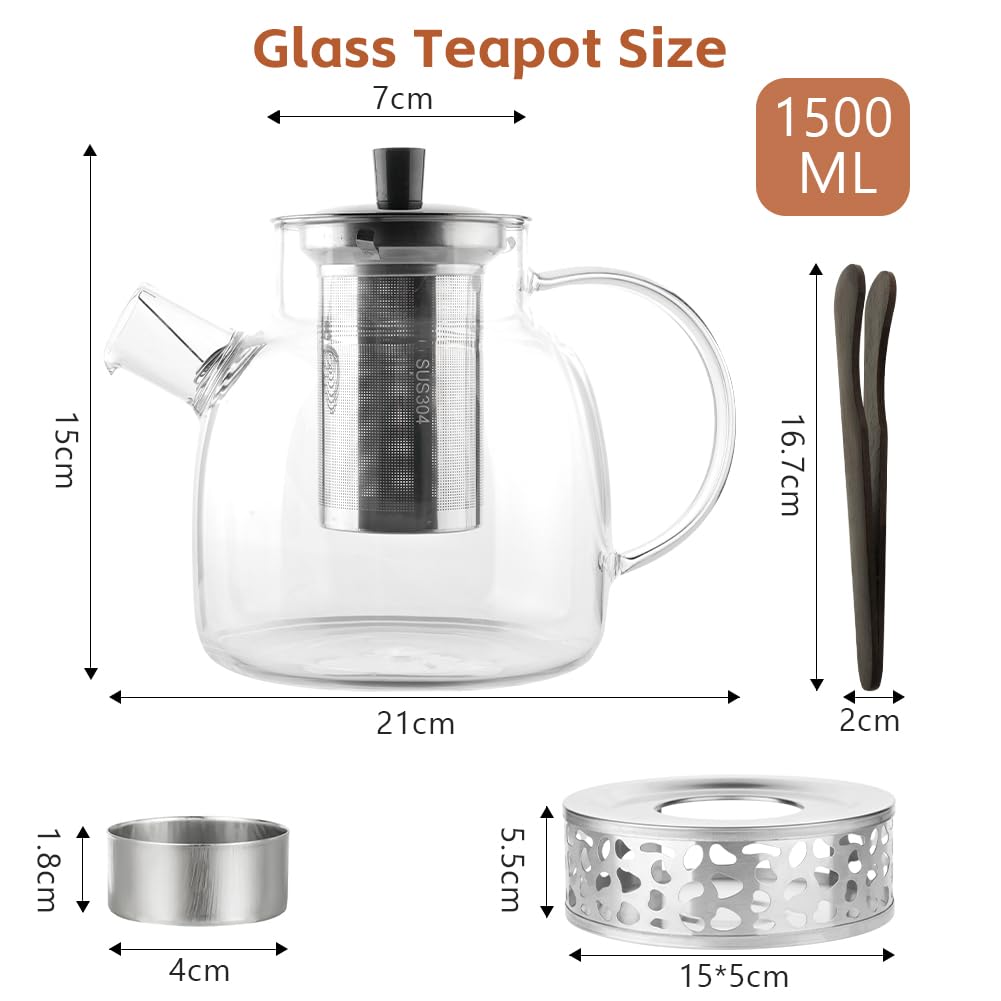 Eden Heat Resistant Borosilicate Glass Teapot | Tea, Coffee & Mugs - View #5