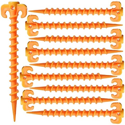 10Pcs Camping Tent WanFengXue Stakes Pegs Tent Heavy Duty Tent Nail Plastic Screw Tent Pegs for Fixing Camping Tent Rain Tarps Outdoors Tent Nails 20*4.5cm Cover