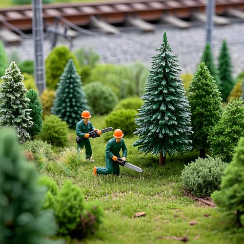 Xthrotsenk Graskopf Modellbau Gras Grasbüschel Pflanzen Modell Tiefland-Sträucher Kunstrasen Miniatur-Gelände Buschige Büschel für DIY-Sandgelände, Eisenbahn, Spielszenerie (Herbstgrün)