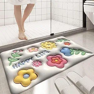 qbpatzwq Bathroom Door Mat | 3D Visual Bathtub Mats | Anti-Slip Quick Drying Absorbent Sink Floor Rug | Anti Skid Water Soaking Mat | Floor Mat | (3D mat)(Multi Color)(Pack of) (1)