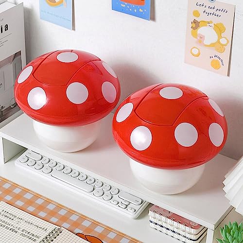 Image of Cabilock Mini Mushroom Trash can with Lid 8.26X8.26X7.48In Cute Desktop Garbage Bin for Home Office Kitchen Bathroom Tabletop Use