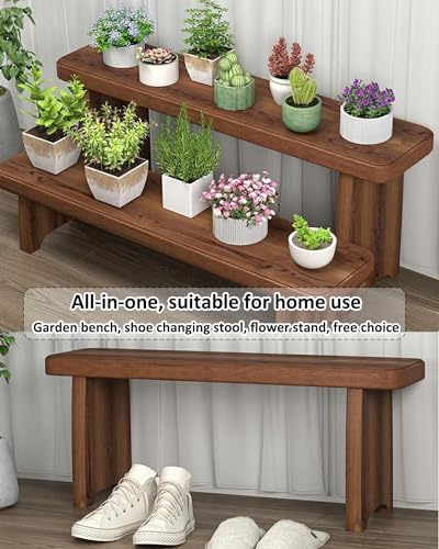 Outdoor Waterproof Wooden Garden Bench Chair - Sunproof, Available in 60/90/120/150cm Lengths, 20cm Width, 15/25/35cm Heights - Ideal for Entrances & Flower Stands