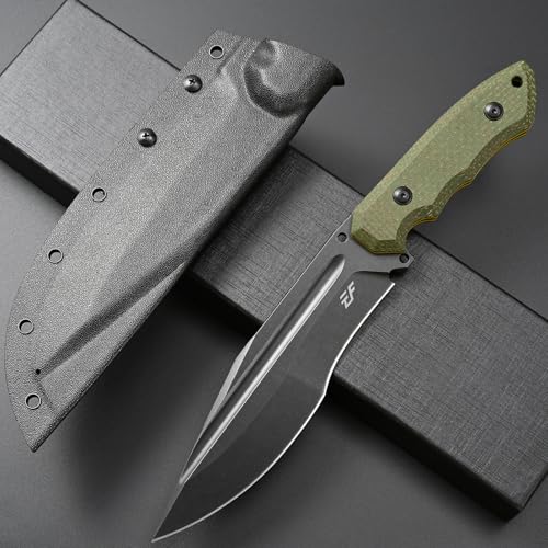Eafengrow EF151 Fixed Blade Knife N690 Stainless Steel Blade Micarta Handle Full Tang EDC Tool Straight Knifes for Jungle Outdoor Working Camping Hunting（Green by Eafengrow - Image 2