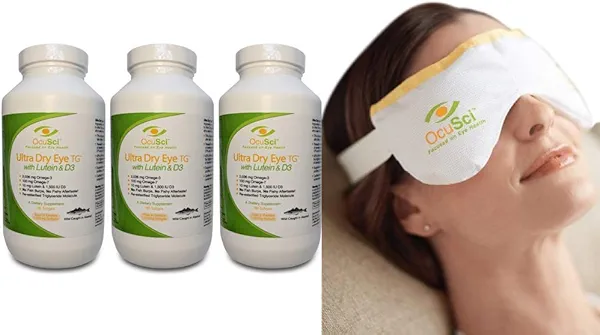 Formulated for Dry Eyes with Triglyceride Ultra Pure Omega-3, Omega-7, Lutein and D3 and a Dry Eye Compress