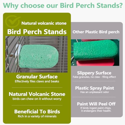 Image of 4Pack Bird Perch Stands Parrot Beak Grinding Stone Platform,Green-S