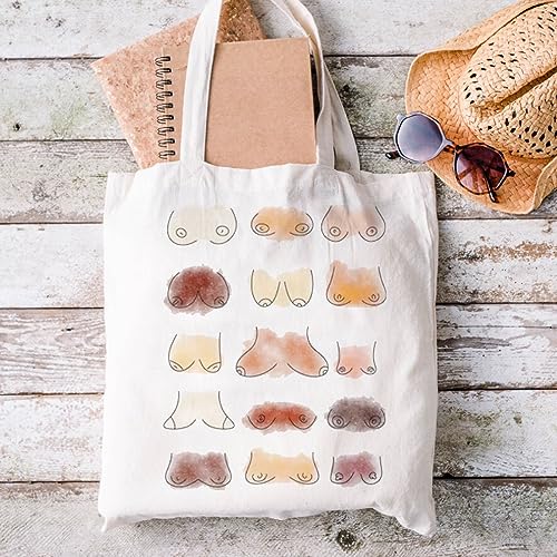 Bolso tote XYANFA para concienciación sobre el cáncer de mama, con mensaje de positividad corporal, igualdad y feminismo miniatura 3