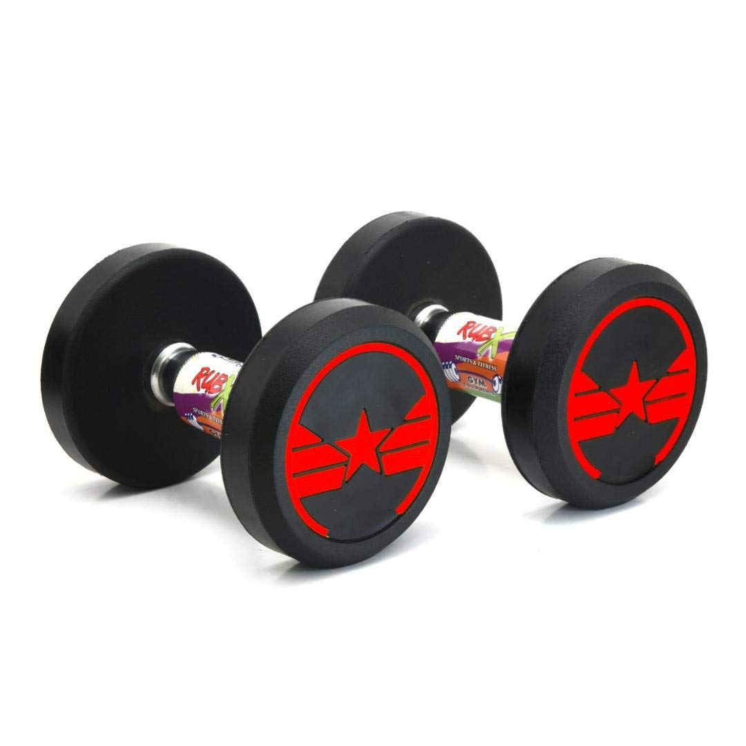 RUBX Rubber Coated Professional Round Dumbbells (Star)