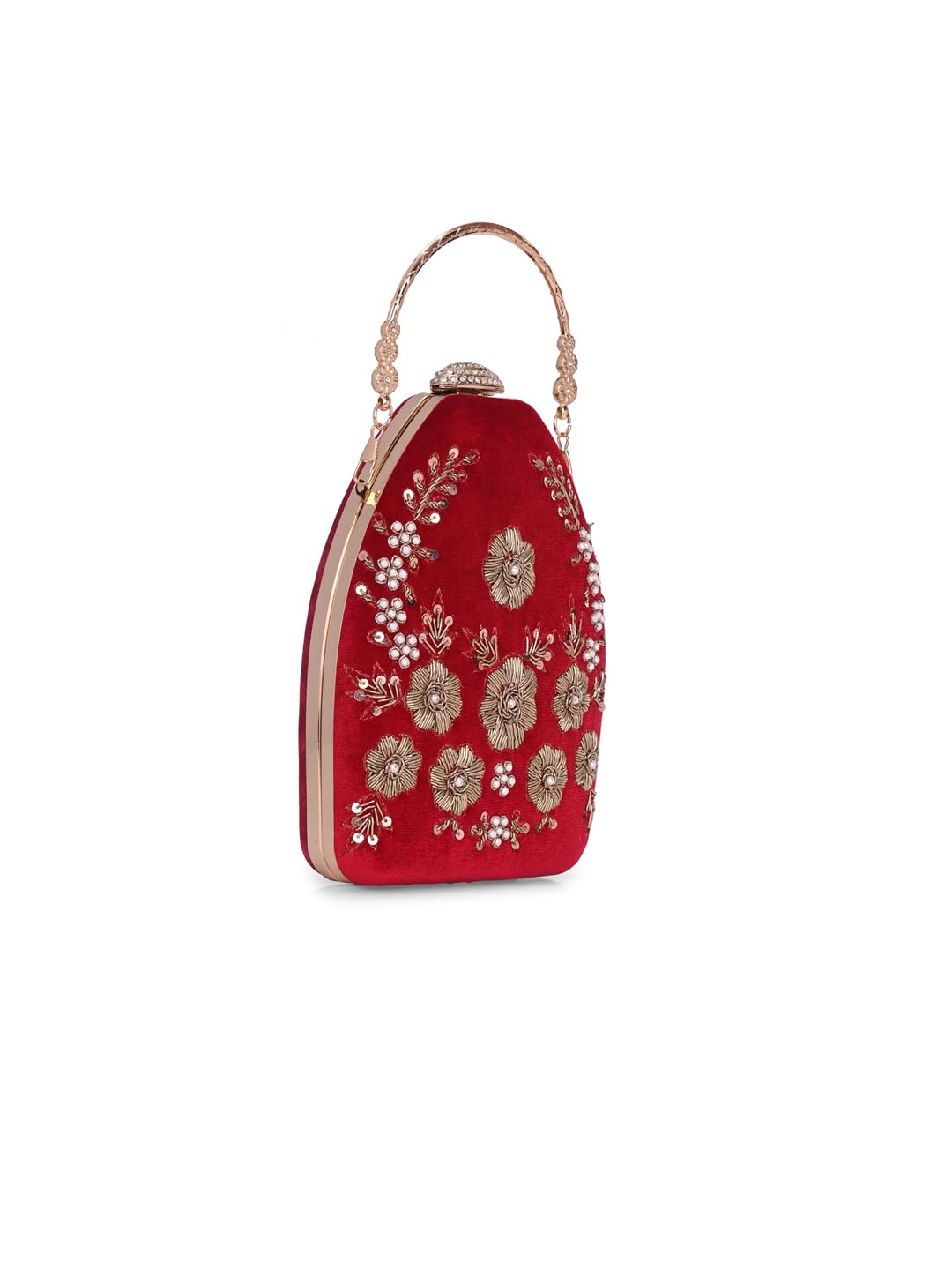 TOOBA Women's Red Flow Handicraft Beautiful Bling Box Clutch Bag for Wedding, Banquet, Gift Family, & Friends 1