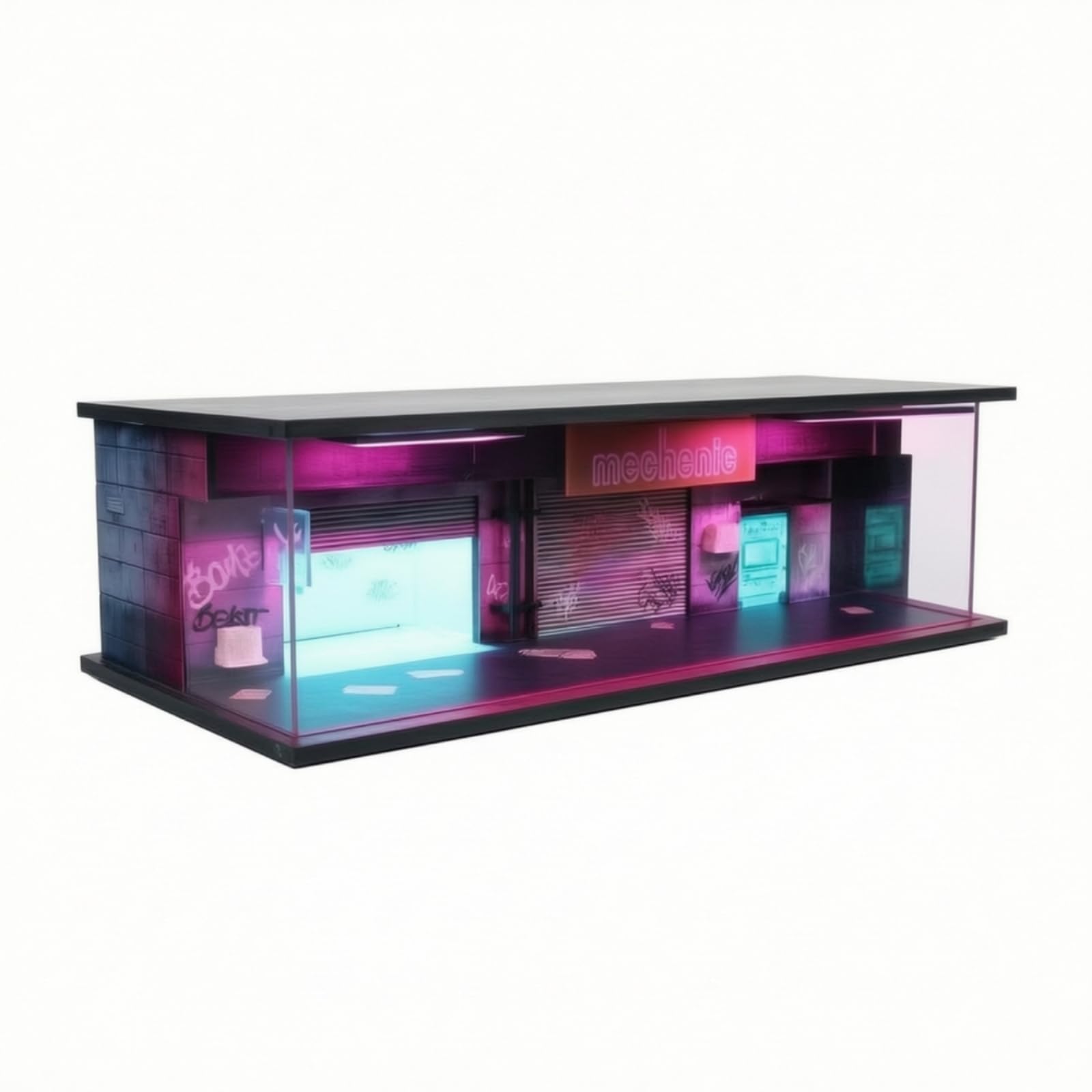 Vitrina para Vehículos Miniatura Caja Expositor Maqueta Diorama Distópico con Detalle Arquitectónico y Techo Plano, Style to 2