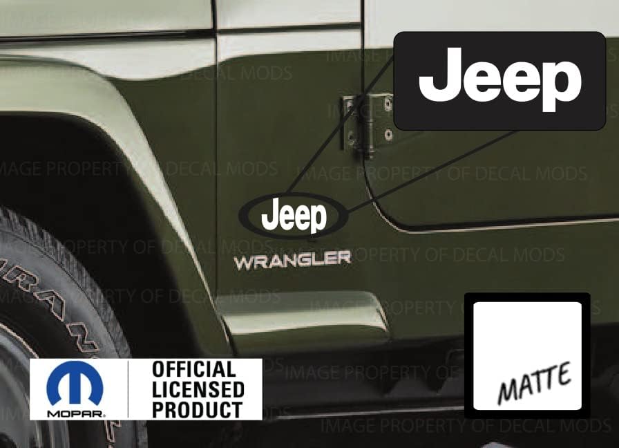 Decal Mods 97-06 TJ Fender Small Jeep Side Logo Graphic fits Jeep Wrangler TJ (1997-2006) (Set of 2) SJ3Y6 White Matte