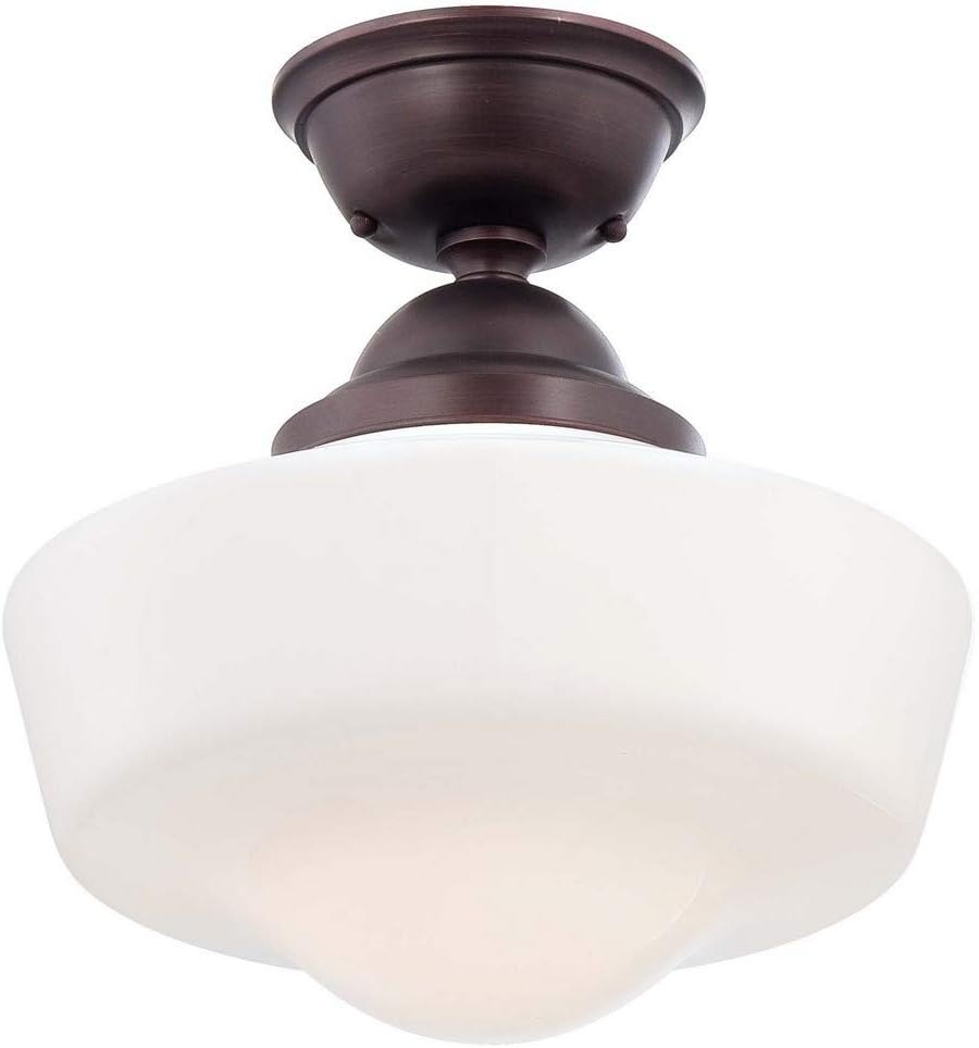 Minka Lavery 2257-576 Lavery Semi-Flush, 1-Light, 150 Total Watts, 13.75-in H x 14.5-in W, Brushed Bronze