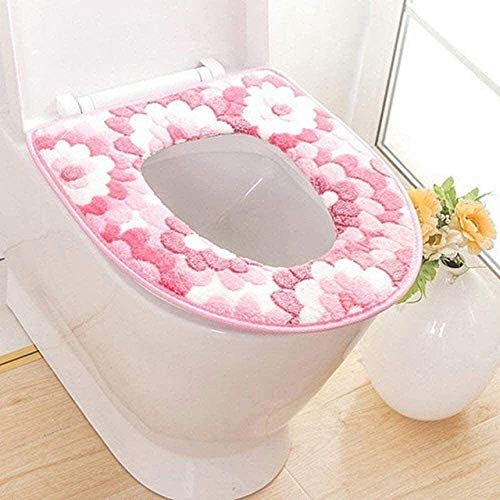 YLKCU 2 Stück weicher Badezimmer-Toilettensitzbezug, Toilettensitzkissen Weiches Badezimmer-Toilettensitz Closestool Waschbarer wärmerer Mattenpolster-Kissen beheiztAntibakterieller, waschbarer