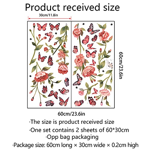 Vinilo Decorativo Floral Peonía y Mariposa Rosa Rosa 49x37 in miniatura 6