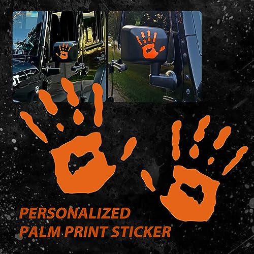 Image of gunhunt 2 Pcs Wave Stickers, Automobile Wave Activity Auto Waving Hand Stickers, Car Decoration for Rearview Mirror Left Right, Compatible with Most Car Models Mirror Decorative Sticker (Orange)