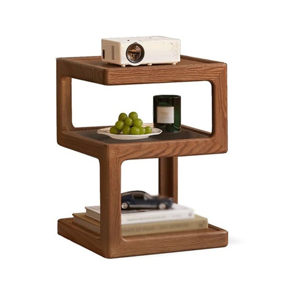 ZTHYSHOZ Coffee Table Modern Geometric Minimalist Sofa Side Table Corner Wooden Nightstand Multi layer Storage(Bruin)
