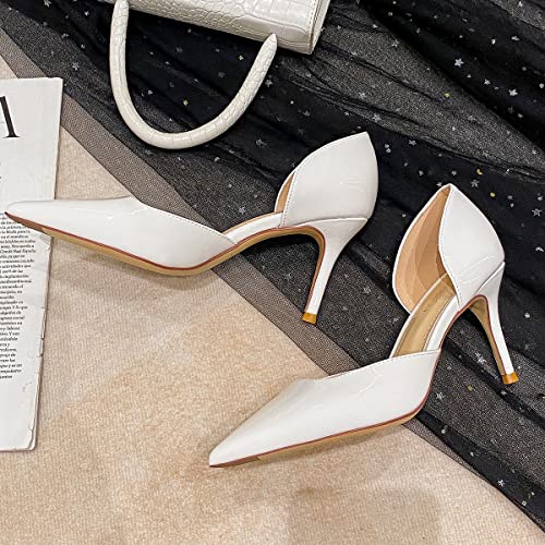 Women's Classic Mid Heels D'Orsay Pumps Pointed Toe Slip On Dressy Stilettos Shoes 3.14 Inch3