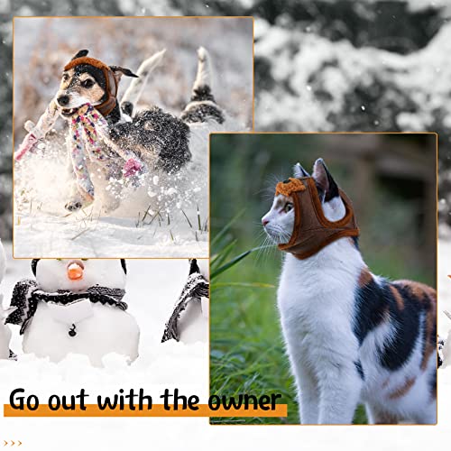 2 Pieces Dog Hat with Ear Flaps Dog Winter Warm Hat Pet Fleece Trapper Cap with Adjustable Chin Strap for Small Dogs… - Image 4