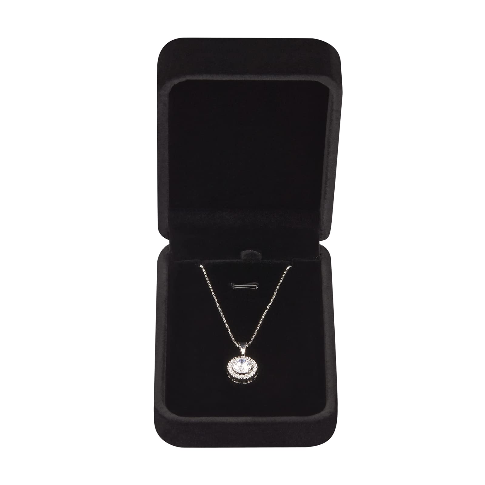LETURE 3 Pieces Velvet Pendant Necklace Gift Boxes Set, Classic Jewelry Packaging Storage Case, Jewellry Display Box for Wedding, Engagement, Proposal, Birthday and Anniversary (Black)