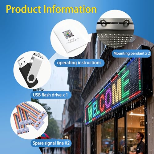Image of P10 Programmable Scrolling Led Sign Outdoor Digital Sign Display Message Board Led Open Signs For Business Custom Banner Word Light Advertising Wifi Control High Brightness Neon 39 inchX8 inch