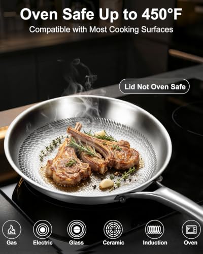 Image of Lazycorner Hammered 6-Piece Nonstick Frying Pan Set with Lids, 8 /10 /12 Inch