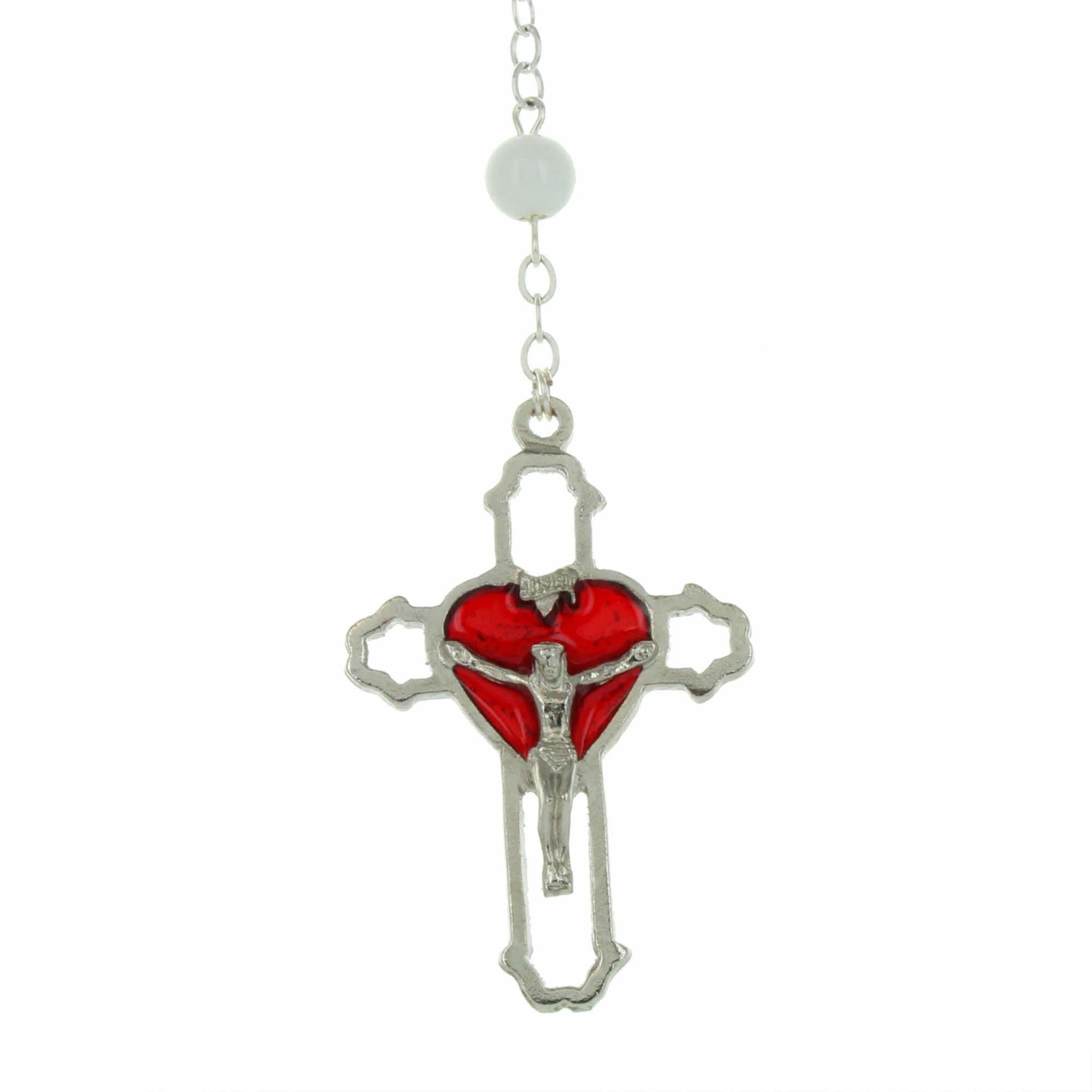 Palais du Rosaire Chapelet des Mille Mercis Grains Rouges et Blancs en Verre - Chapelet Verre Culte Chrétien