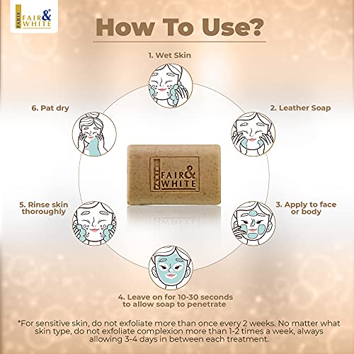 Fair & White Original Exfoliating Soap - 200G / 7Oz – Skin Brightening Soap, Cleansing Bar, Formulated To Fade Dark Spots: Face, Knees, Body, Elbows & Armpits #TOP3
