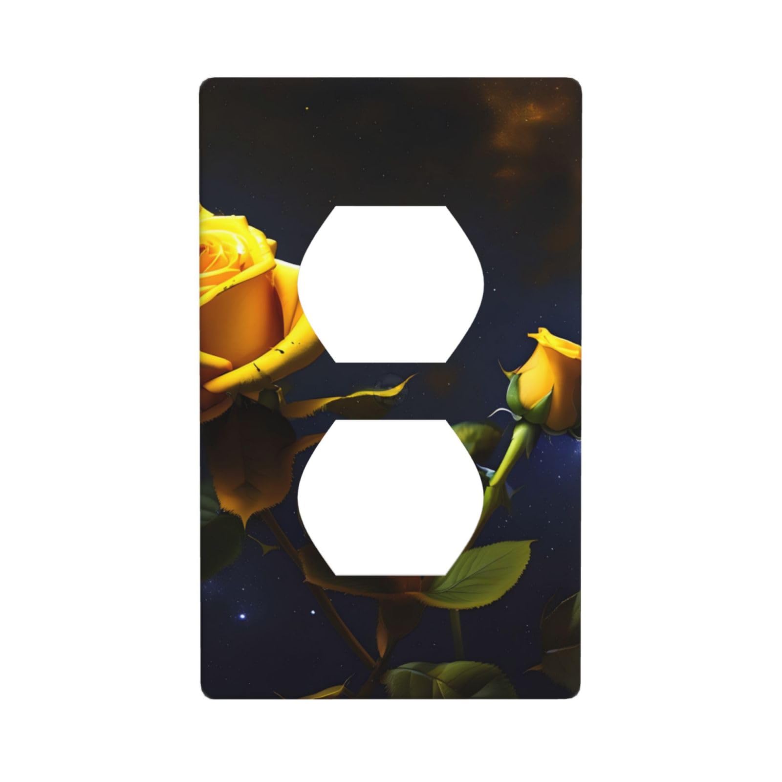 Yellow Roses Starry Night Unbreakable Polycarbonate Switch Plate-1 Gang Screwless Wall Plate for Home Office