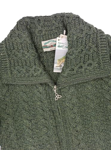 Aran Crafts Irish Women's Double Collar Zip Cardigan (100% Merino Wool)3