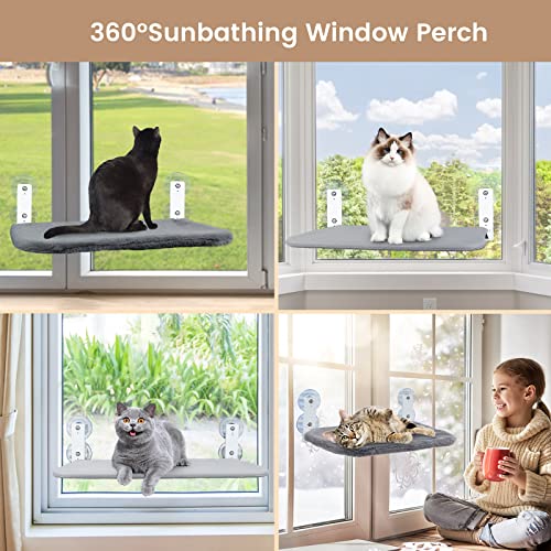 Cat Window Perch Cordless Foldable Cat Window Hammock For Indoor Cats, Cat Window Bed Seat With Metal Frame, Suction Cup Mount, 2 Replaceable Covers, Load Up To 40Lb (Medium) #TOP5