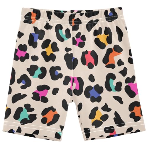 Dallonan Girls Dance Shorts, Toddler Biker Shorts Cartwheel Under Dress Leopard Skin Color Kids Biking Clothes 4-10Y