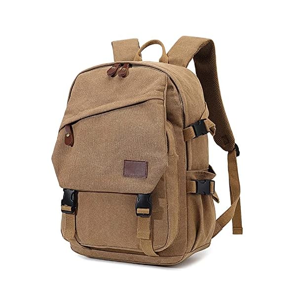 AUGUR-Canvas-Backpack-for-Men-Casual-Daypack-Vintage-Rucksack-Laptop-Backpack-fit-15-17-inch-Travel-Hiking-School-Backpack35L-Khaki AUGUR Canvas Backpack for Men
